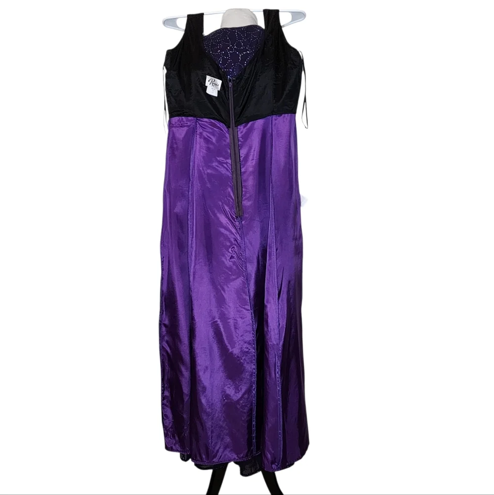 Reggio dress gown beaded purple maxi colorful rhinestone covered fabric - Picture 8 of 15